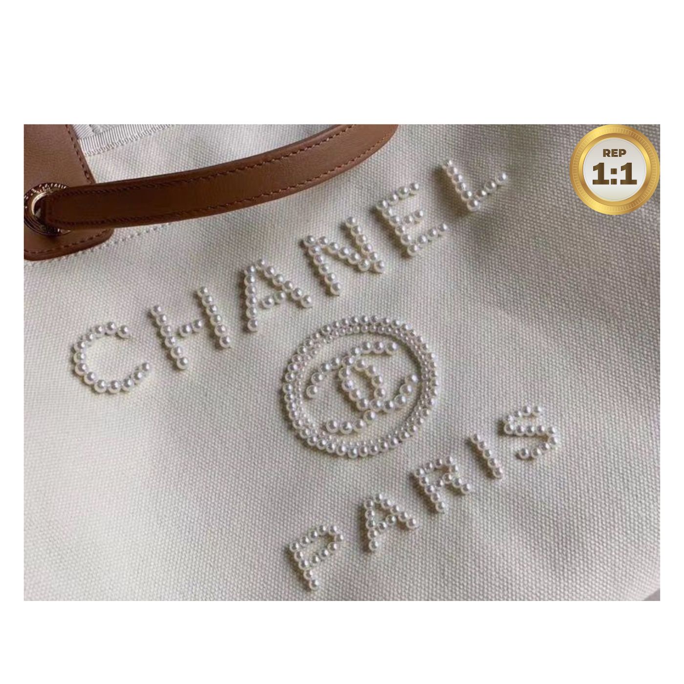 [REP 1:1] Chanel Large Deauville Pearl Tote Bag White For Women 15in/38cm
